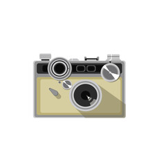 Beige retro camera in flat style isolated on white background. Vector illustration