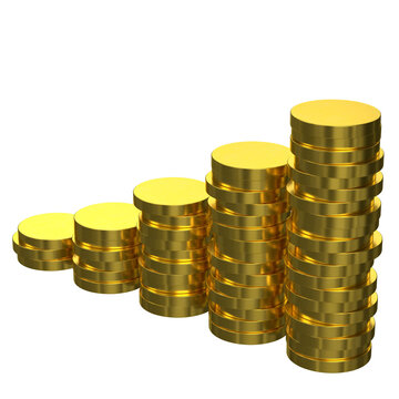 3d rendering illustration of a stack of coins