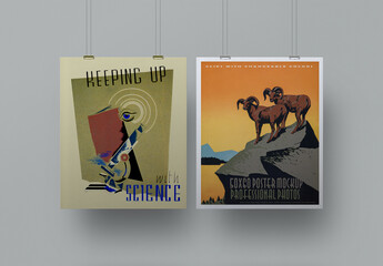 Poster Mockup - 50 X 60 Hanging Bulldog Clip