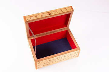 Casket from birch bark on a white background