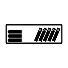 Bookshelf icon. Black silhouette. Front view. Vector simple flat graphic illustration. Isolated object on a white background. Isolate.