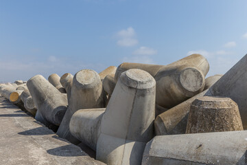 concrete breakwater in Peniche, Portugal