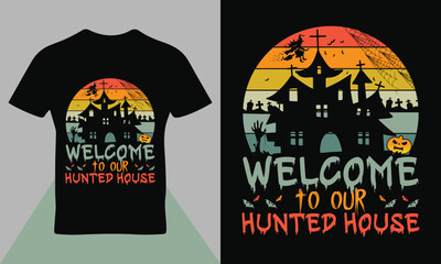 Happy Halloween quote typography retro t-shirt design template vector