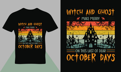 Happy Halloween quote typography retro t-shirt design template vector
