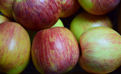 Group of natural apples of different shades.