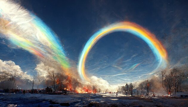An illustration of a Circumhorizontal Arc, Ice Halos, Fire Rainbow
