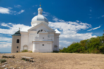  Saint Sebastian’s Chapel from behind side. The Way of the Cross on Holy Hill in summer.. Moravia region.