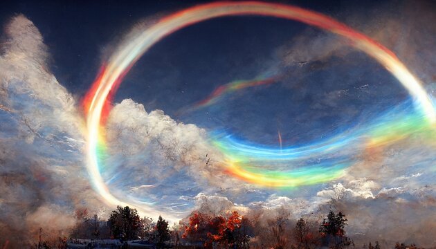 An illustration of a Circumhorizontal Arc, Ice Halos, Fire Rainbow