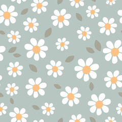 Seamless pattern of daisies. Floral background. Vector illustration. It can be used for wallpapers, wrapping, cards, patterns for clothes and other.