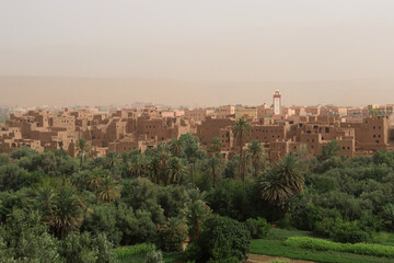 Fototapeta na wymiar Tinerhir, city of Morocco between oasis and palm trees