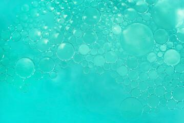 Drops of fat in water. Bubbles of fat close up.Oil
