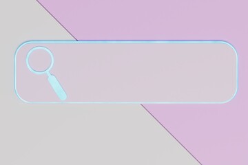 search for information on the Internet. search bar of the browser on a white and pink background. copy paste. 3D render