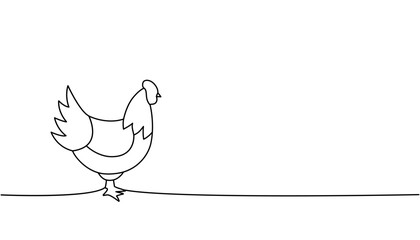 Chicken one line continuous drawing. Chicken symbol. Farm bird continuous one line illustration. Vector minimalist linear illustration.