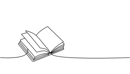 Closed book one line continuous drawing. Bookstore, library continuous one line illustration. Vector minimalist linear illustration.