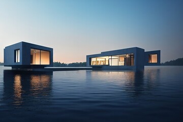 Platform house on the water