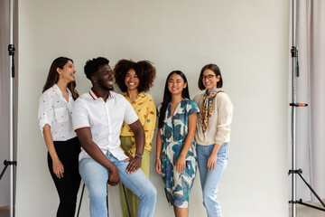 Mixed business group studio shot