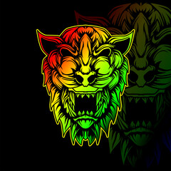 lion head colorfull logo design