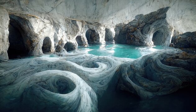 An illustration of the marble caves in Chili