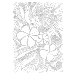 Flower decorative doodle monochrome pattern stock vector illustration for web, for print 