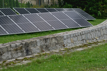 solar panels on the grass