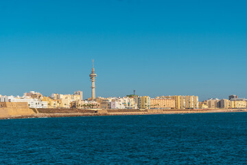 Fototapeta na wymiar View of the coast of the city of Cadiz. Andalusia