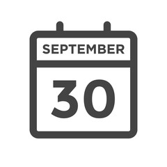 September 30 Calendar Day or Calender Date for Deadlines or Appointment