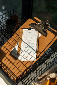 Handwritten notes at small business