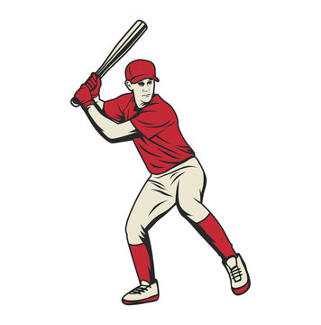 Baseball player illustration vector isolated