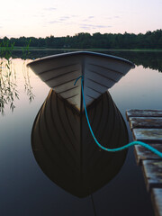 boat on the lake in the North of Finland