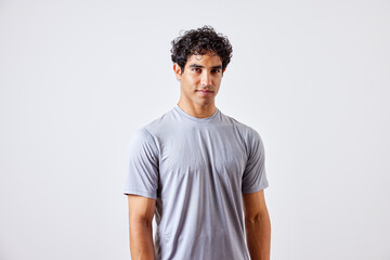 Hispanic male athlete during break