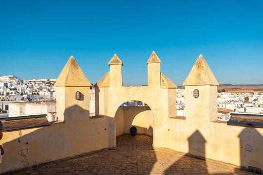 View of the town of Conil de la Frontera from the Torre de Guzman, Cadiz. Andalusia