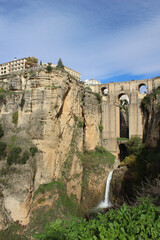 Fototapeta na wymiar Landscape of Ronda with one of its most famous monuments, the new bridge