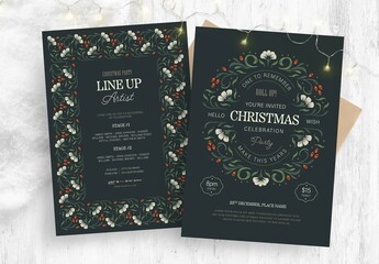 Christmas Event Flyer with Ornate Decoration