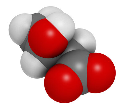 Beta-hydroxybutyric acid (beta-hydroxybutyrate) molecule, 3D rendering.