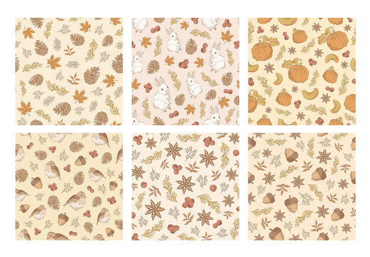 Fall Autumn Seamless Pattern Tiles