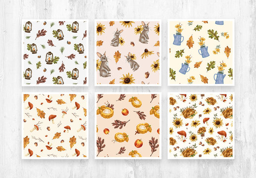 Fall Autumn Pattern Tiles