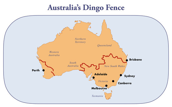 Map of the Dingo fence in Australia