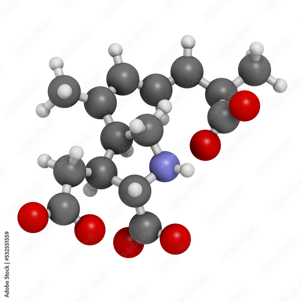 Canvas Prints Domoic acid algae poison molecule. Responsible for amnesic shellfish poisoning (ASP), 3D rendering.