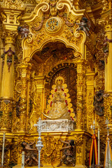 Fototapeta na wymiar Detail of the interior of the church and the virgin in the sanctuary of El Rocio. Huelva. Andalusia