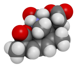 Domoic acid algae poison molecule. Responsible for amnesic shellfish poisoning (ASP), 3D rendering.