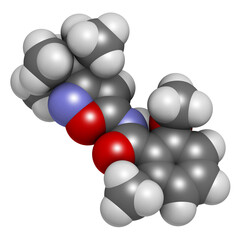 Isoxaben herbicide molecule, 3D rendering.