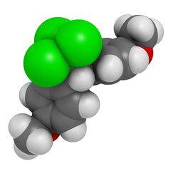 Methoxychlor pesticide molecule, 3D rendering.