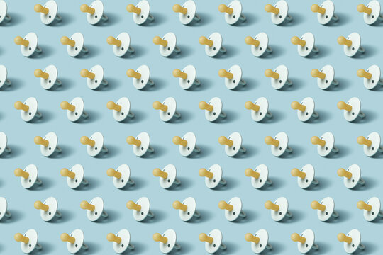 Fototapeta Horizontal wallpaper with repeated baby soothers.