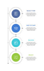 Vertical infographic design with icons and 4 options or steps. Thin line. Infographics business concept. Can be used for info graphics, flow charts, presentations, mobile web sites, printed materials.