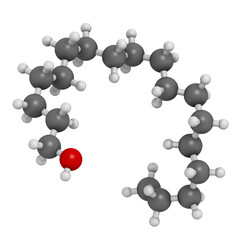 Stearyl alcohol molecule. Constituent of cetostearyl alcohol (cetearyl alcohol, cetylstearyl alcohol), 3D rendering.