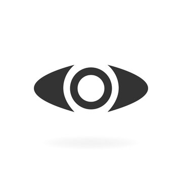 Eye in black style on a white background. Vector illustration