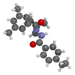 Tebufenozide insecticide molecule, 3D rendering.