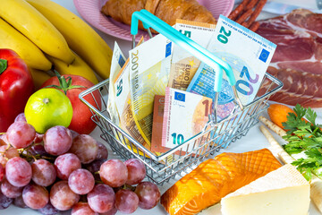 increase in food prices in the European Union, The concept of rising inflation in Europe, fruit,...