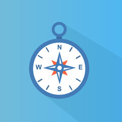 Compass on a blue background background. Vector illustration