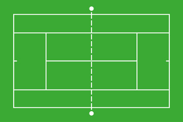 Tennis court on a green background.Vector illustration
